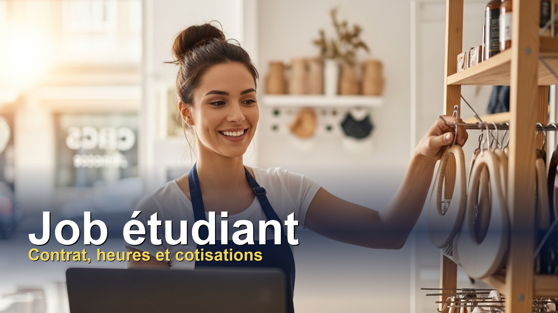 Jeune adulte travaillant dans un commerce pendant un job étudiant en Belgique
