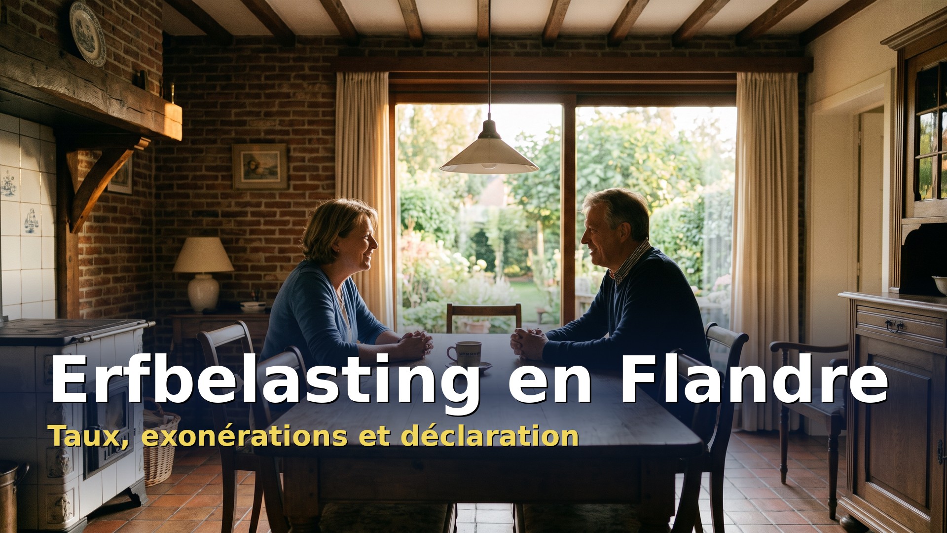 Erfbelasting en Flandre : un frère et une sœur discutent de la succession autour d'une table