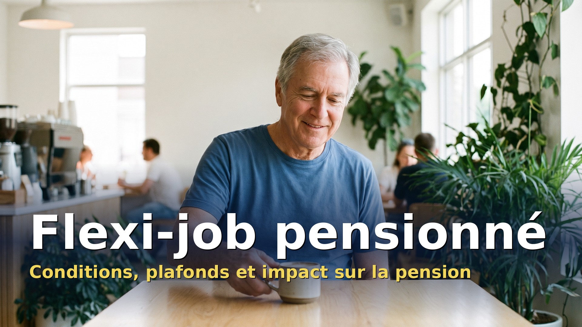 flexi-job pensionné : un retraité sert un café dans une brasserie
