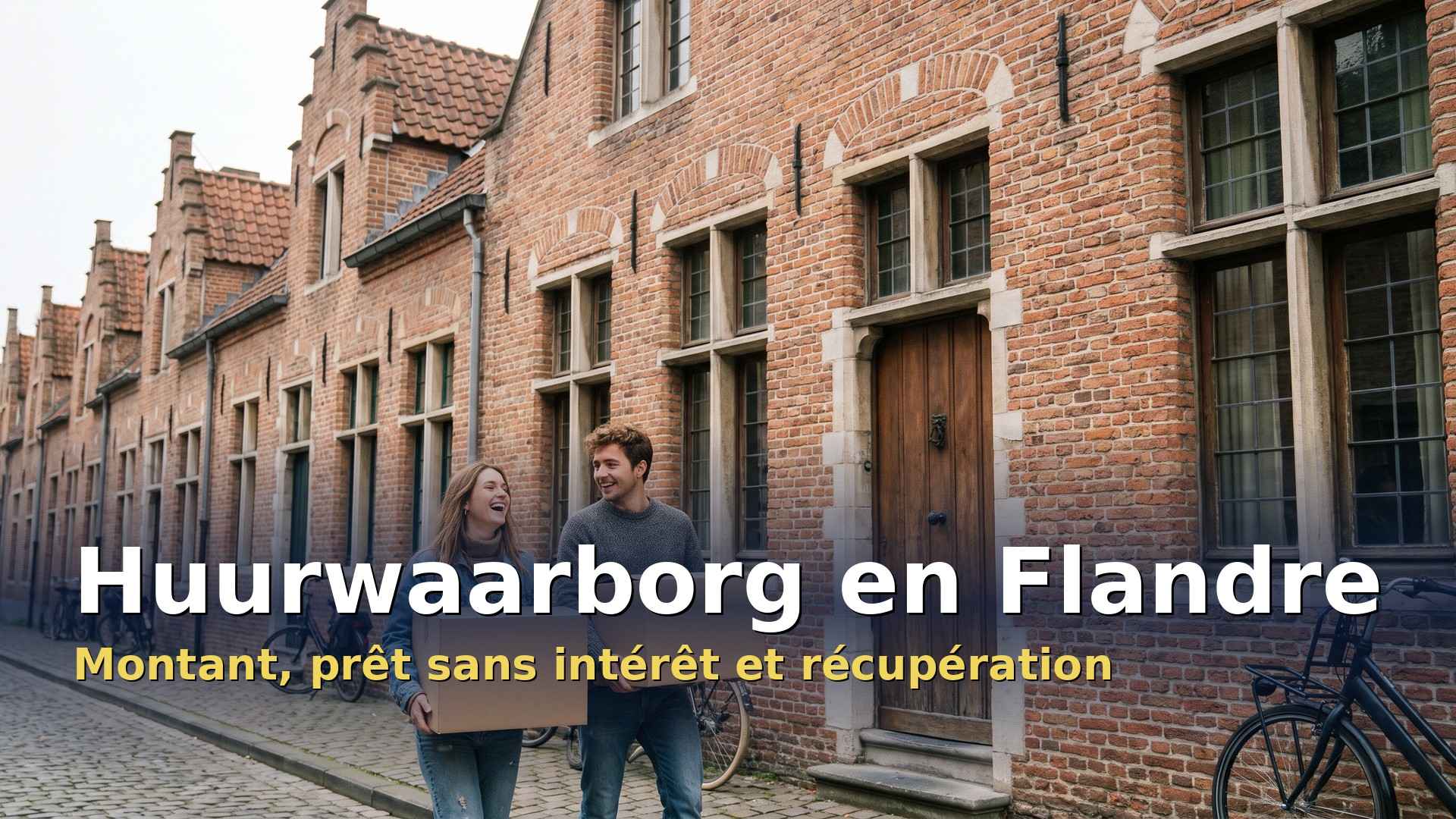 Huurwaarborg : couple de locataires emménageant dans une maison en briques en Flandre