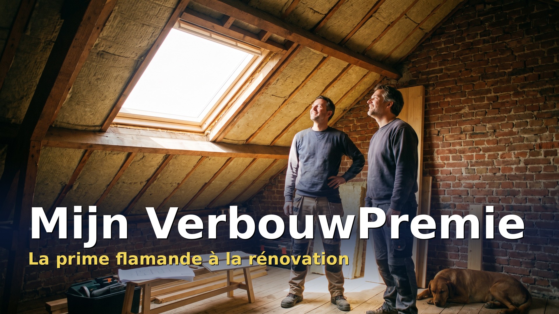 Mijn VerbouwPremie : couple dans un grenier en rénovation avec isolation de la toiture en Flandre