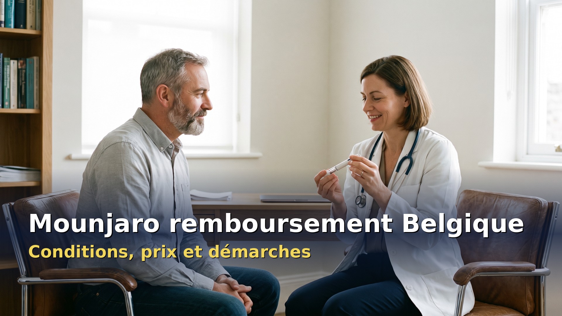 Mounjaro remboursement Belgique : une médecin généraliste montre un stylo injecteur à son patient