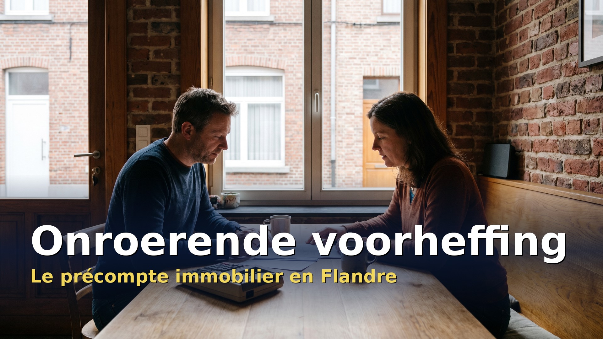 Onroerende voorheffing en Flandre : un couple calcule le précompte immobilier de sa maison à la table de la cuisine