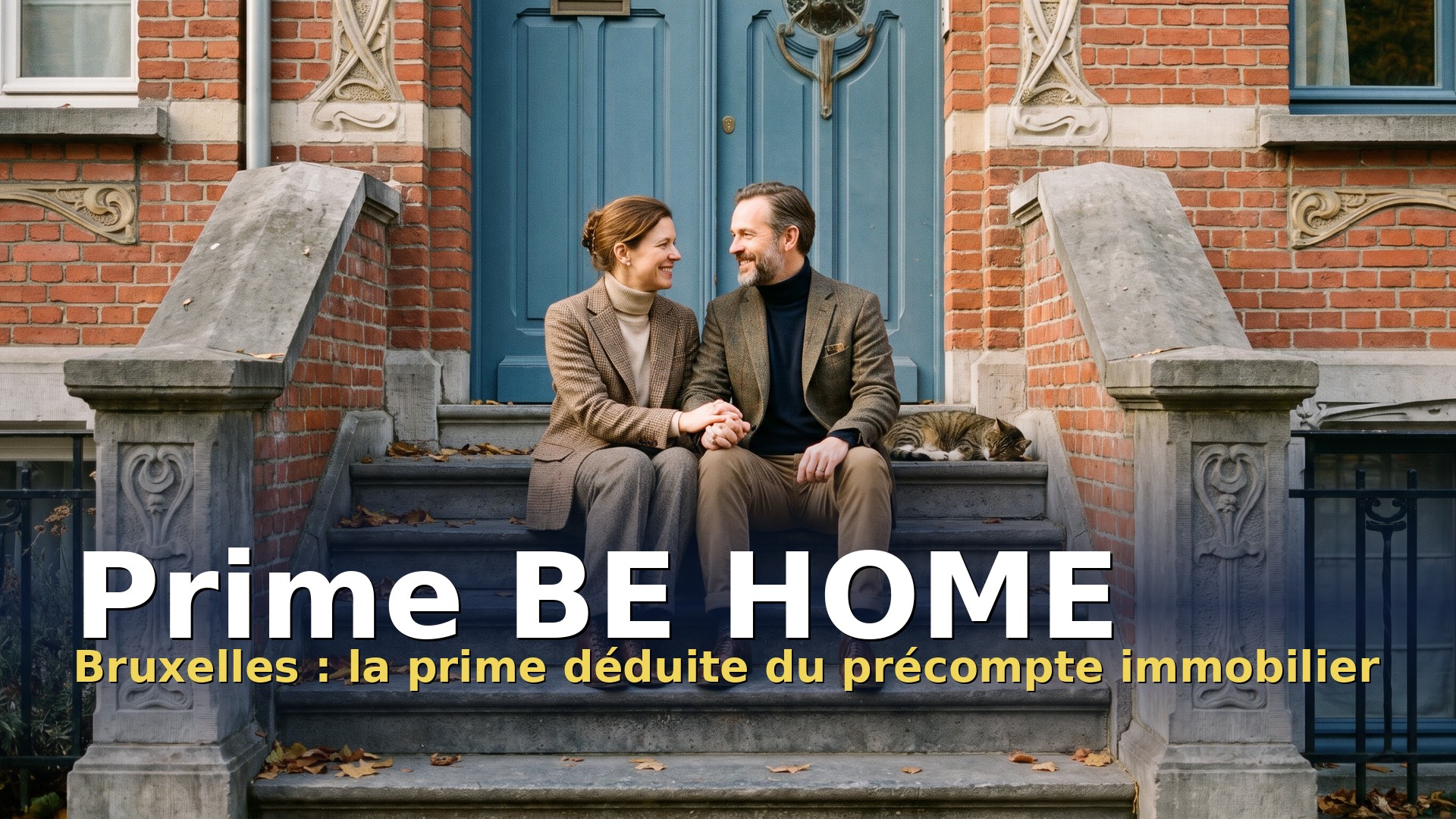 Prime BE HOME à Bruxelles : couple de propriétaires devant leur maison