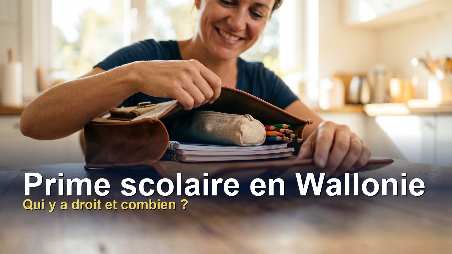 Prime scolaire en Wallonie : une mère prépare le cartable de la rentrée