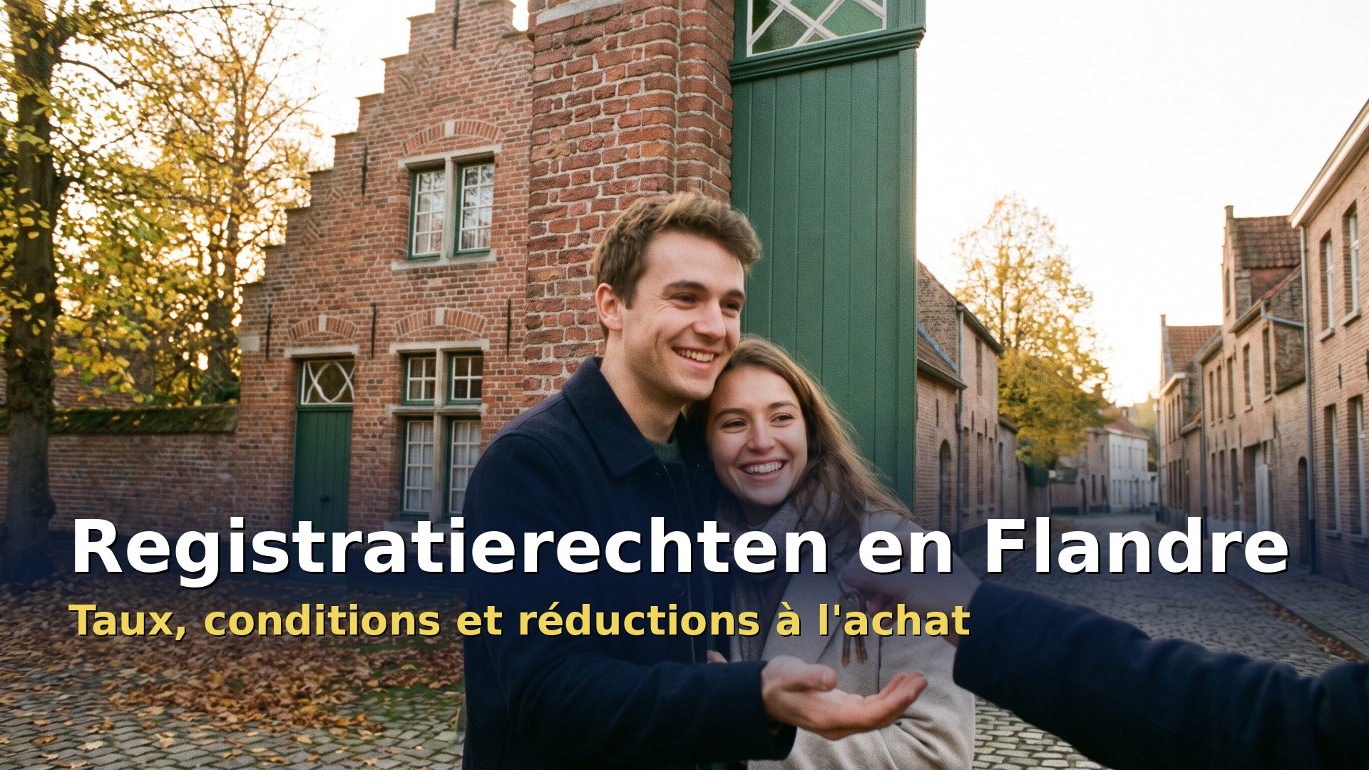 Registratierechten en Flandre : couple recevant les clés de sa maison en briques