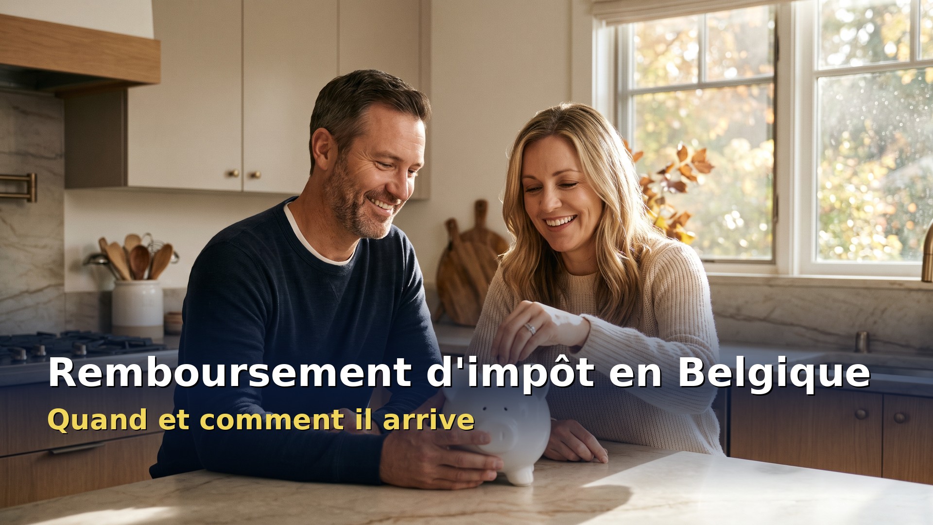 Remboursement impôt Belgique : couple qui range des pièces dans une tirelire