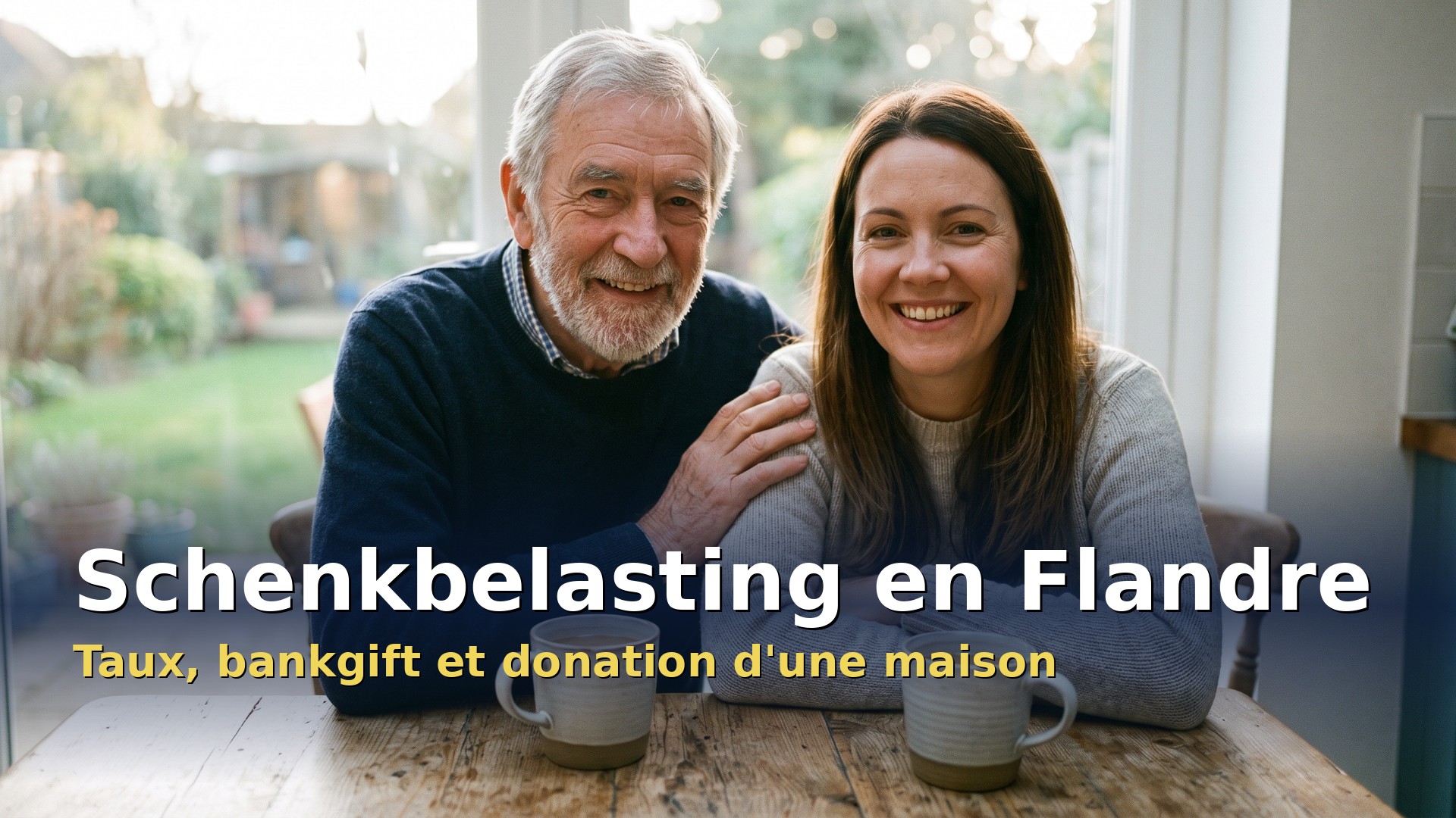 Schenkbelasting en Flandre : un père et sa fille adulte parlent d'une donation à la table de la cuisine