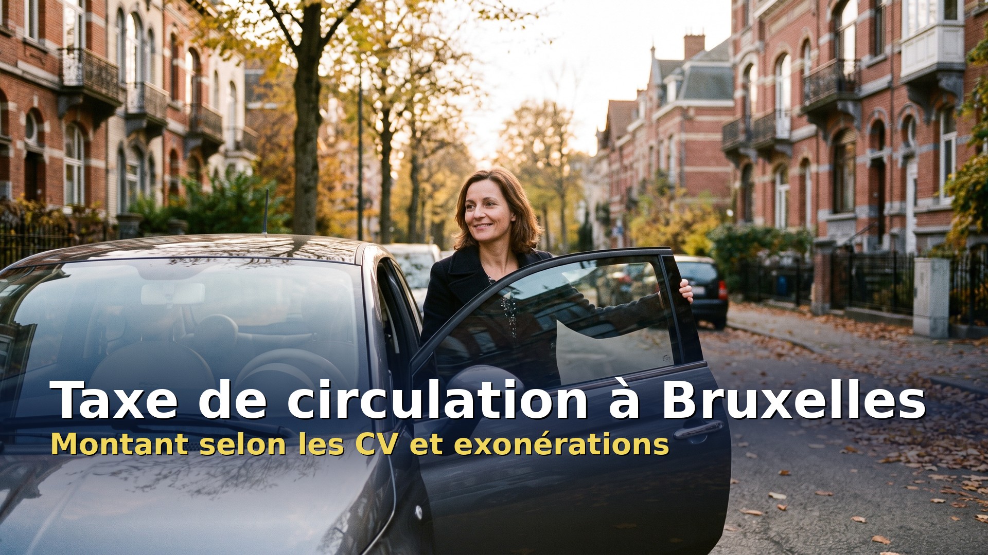 Taxe de circulation à Bruxelles : une conductrice ouvre la portière de sa voiture garée dans une rue bruxelloise