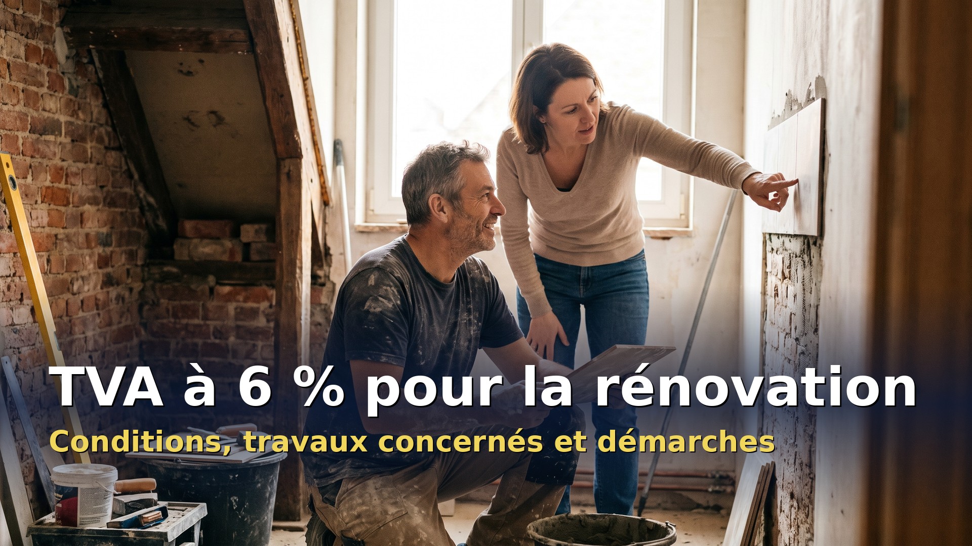 TVA 6 % rénovation : artisan et propriétaire dans une salle de bain en travaux en Belgique