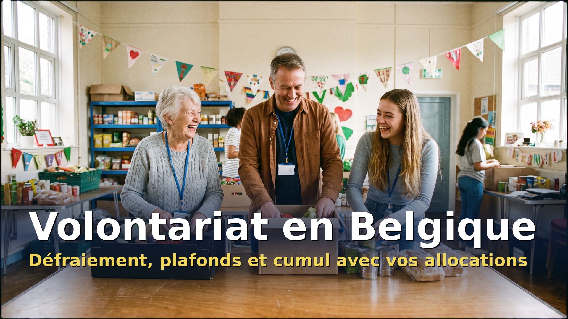 Volontariat en Belgique : bénévoles qui préparent des colis dans une association